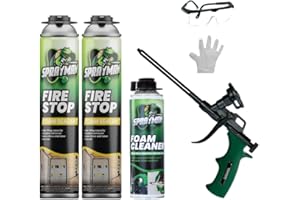 Sprayman Orange Fire Stop Expanding Spray Foam - (2x20oz) Professional Gun Use Polyurethane Foam Spray for Electrical Outlets & Water Pipes, B2 Fire Rated Foam Spray - Gun Included - 2 Pack