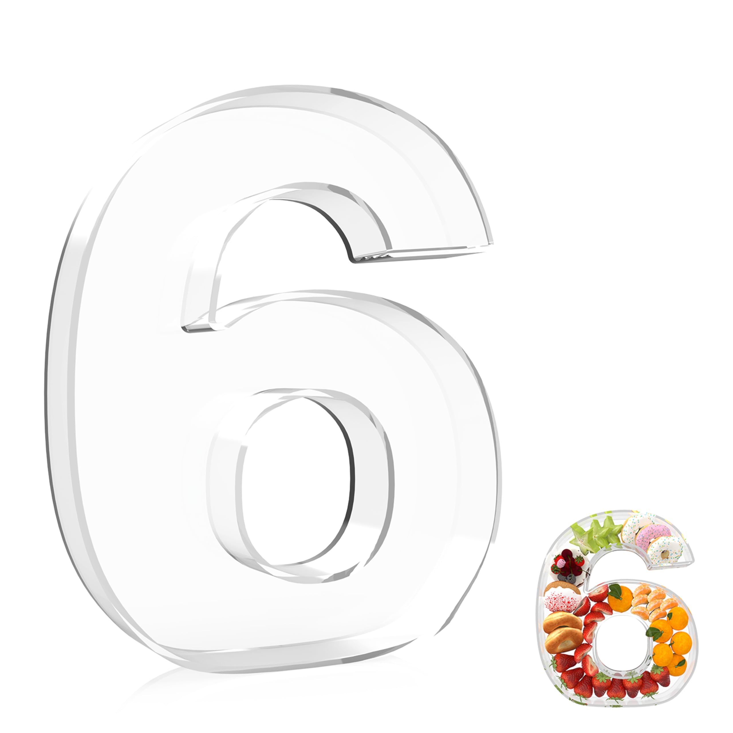 Photo 1 of 13.8" Extra Large Acrylic Number Charcuterie Board Box, Reusable Fillable Number Cake Candy Dish Display Serving Tray for Birthday Anniversary Party Decoration (6)