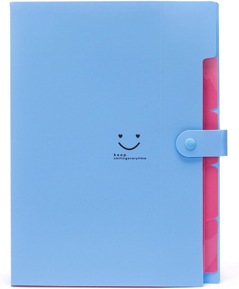 Plastic Folders Accordian Pocket File Folde Organizer Clipboard Expandable Legal Pressboard School Folders (Blue)
