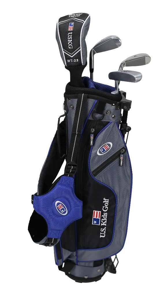 U.S. Kids Golf Ultra Light 45" Height, 4 Club Stand Golf Set with Bag, Grey/Blue, Right Hand