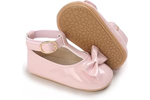 WILLFUN Baby Girls Mary Jane Flats Floral Princess Dress Crib Shoes Non-Slip for Toddler First Walkers