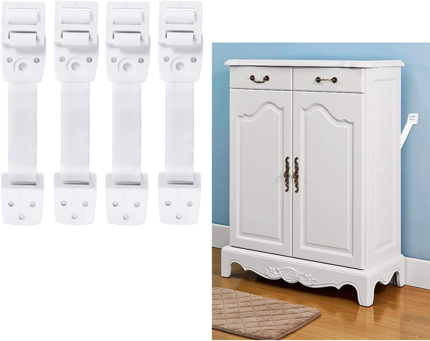 Adoric 4-Pack Anti-Tip Furniture Anchor / TV Straps Kits