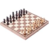 BlueSnail 15" Classic Vintage Standard Folding Wooden Chess Set, Foldable Games Board Crafted Carved