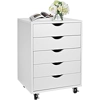 Moustache 5 Drawer File Cabinet, Vertical Filing Cabinets with Wheels for Home Office, Under Desk Drawer Unit for files, fold