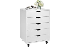 Moustache 5 Drawer File Cabinet, Vertical Filing Cabinets with Wheels for Home Office, Under Desk Drawer Unit for files, fold