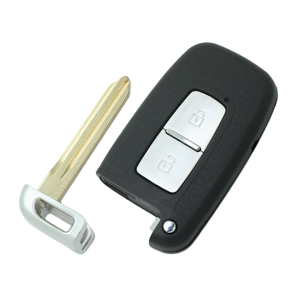 BROVACS Replacement Key Shell + Uncut Blank Emergency Insert Key Compatible with HYUNDAI 2 Button Smart Keyless Entry Remote Key Case Fob PG174B