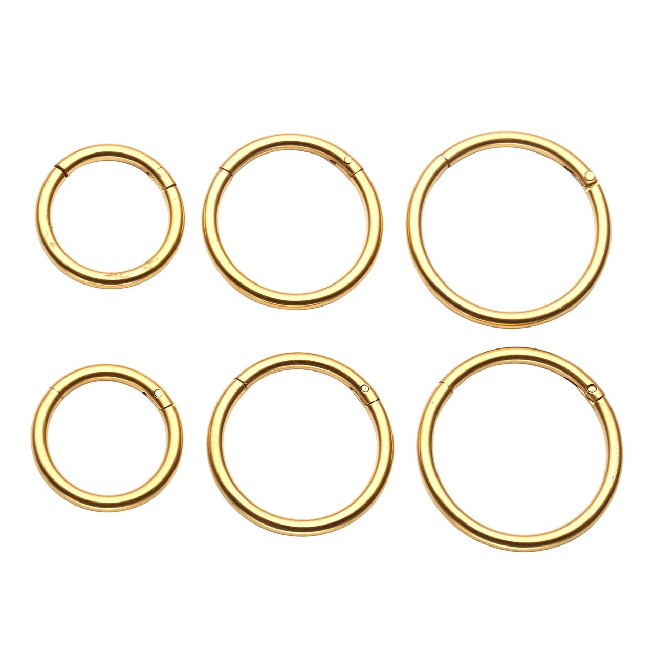 PiercingJak 6-8pcs 16G Stainless Steel Clip on Closure Round Ring Tragus Cartilage Nose Hoop Earring Hoop Septum Piercing 6-10mm