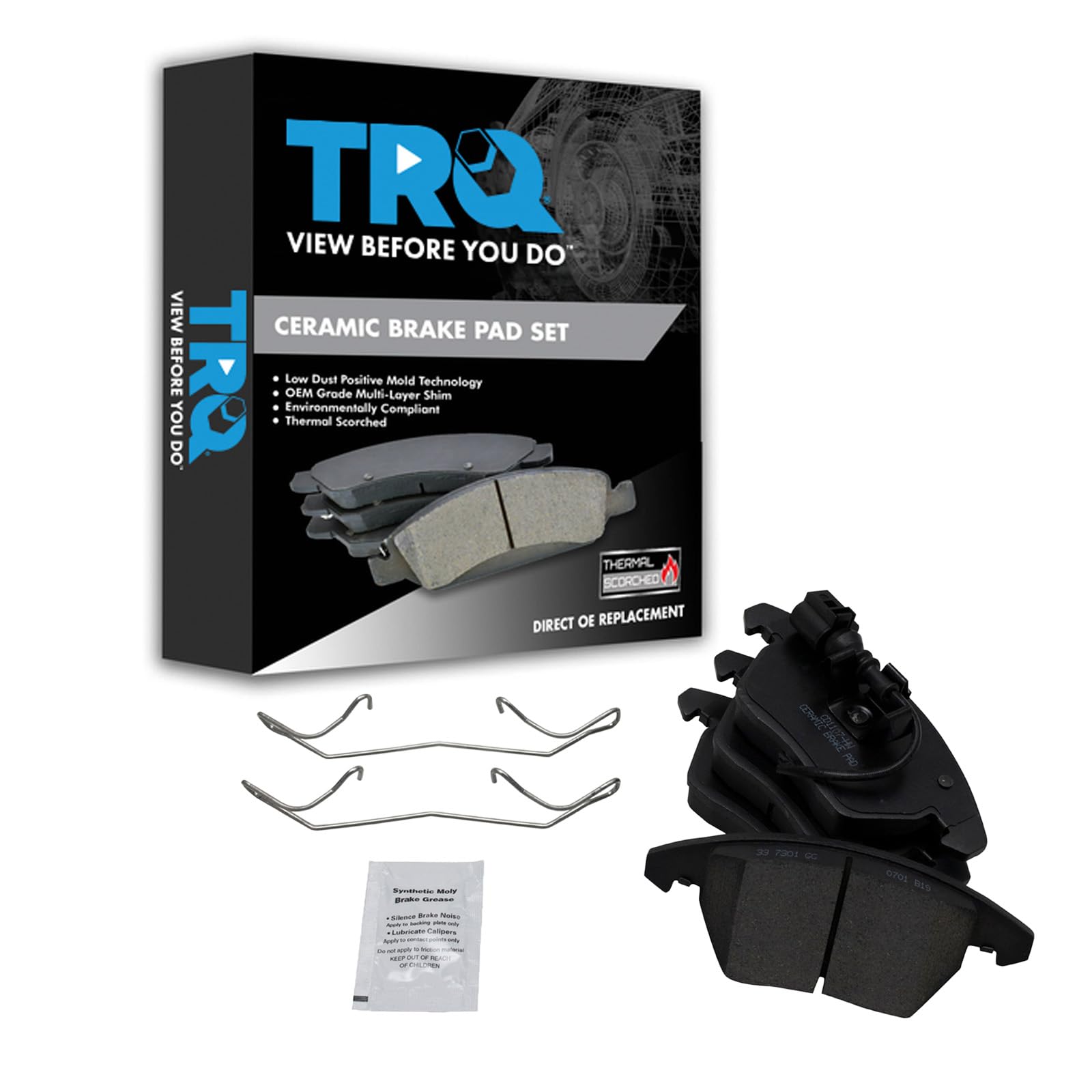 TRQ Front Ceramic Brake Pad Set for VW Passat Jetta