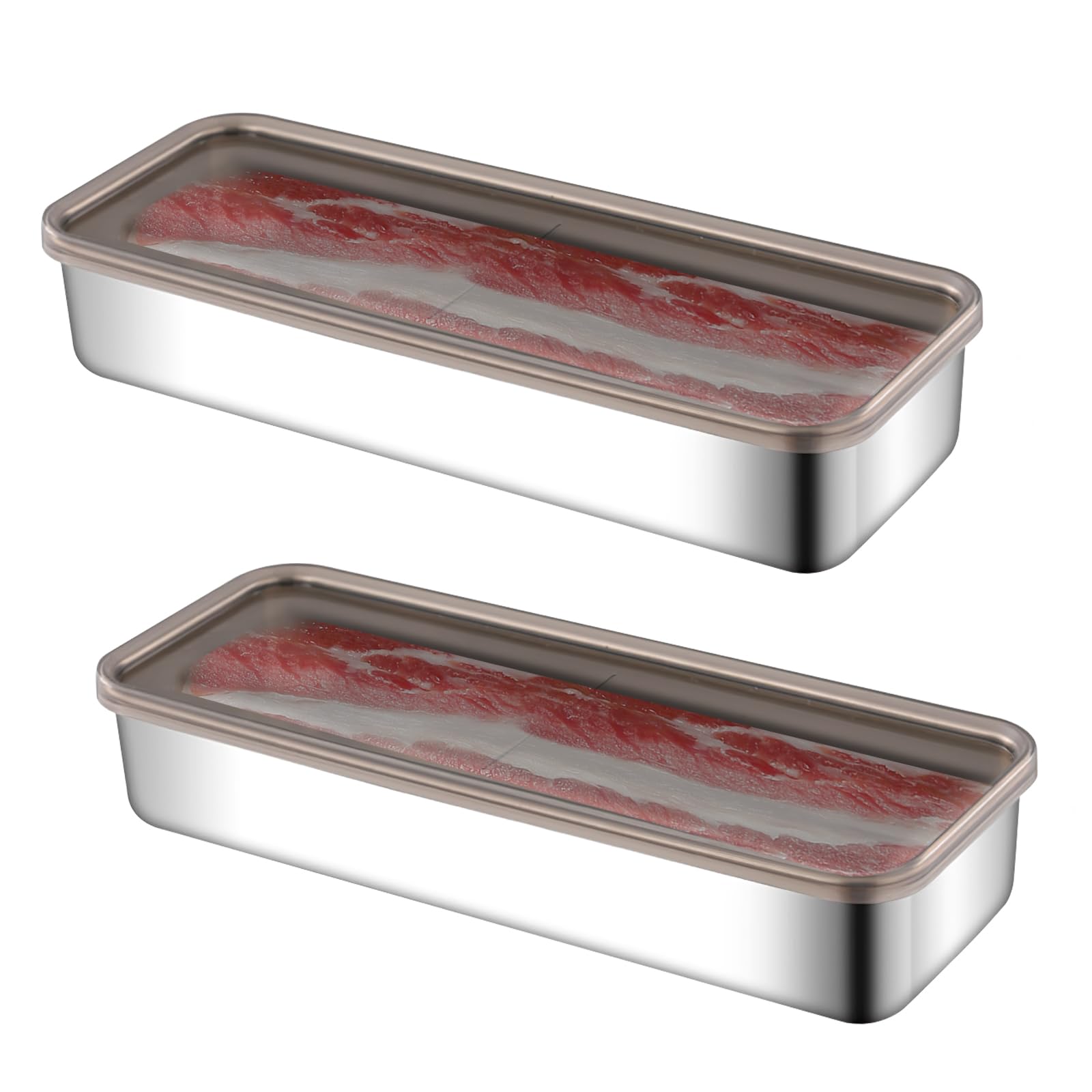 Toothbace 2PCS Bacon Storage Box for Fridge, 10.5 * 4 Inch Bacon Keeper, Deli Meat Containers with Lids Cheese Storage for Fridge for Deli Meat, Pasta, Cheese
