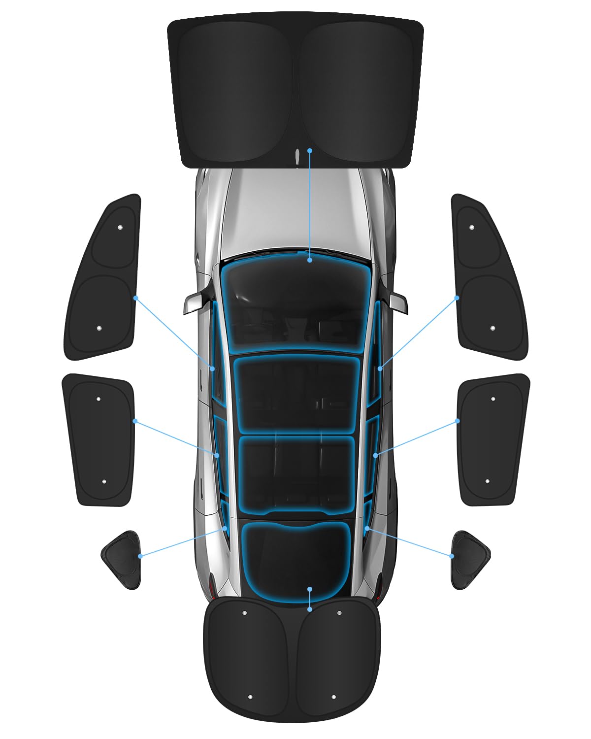 Photo 1 of EVOOOR Sun Visor- Privacy and Thermal Insulated Sunshades Curtains for Tesla Model Y 2025-8pcs