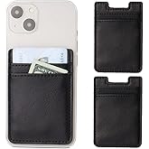 Fulgamo 2Pack Phone Card Holder,Leather Phone Wallet Adhesive Stick On Credit Card Pocket for Back of Phone Case iPhone and Android-Black