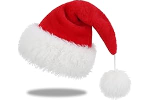 Slsxip Personalized Santa Hat for Adults, Super Soft Plush Holiday Christmas Hat, Xmas New Year Party Headwear
