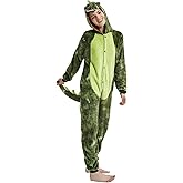 CASABACO Adult Dinosaur Onesie Costume Outfit Women T-rex Animal Pajama Halloween Unisex (YULING, Large)