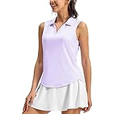 TBMPOY Women's Golf Shirts Sleeveless Collared Polo Tank Top UPF 50+ Quick Dry Tennis V-Neck Ladies Sports