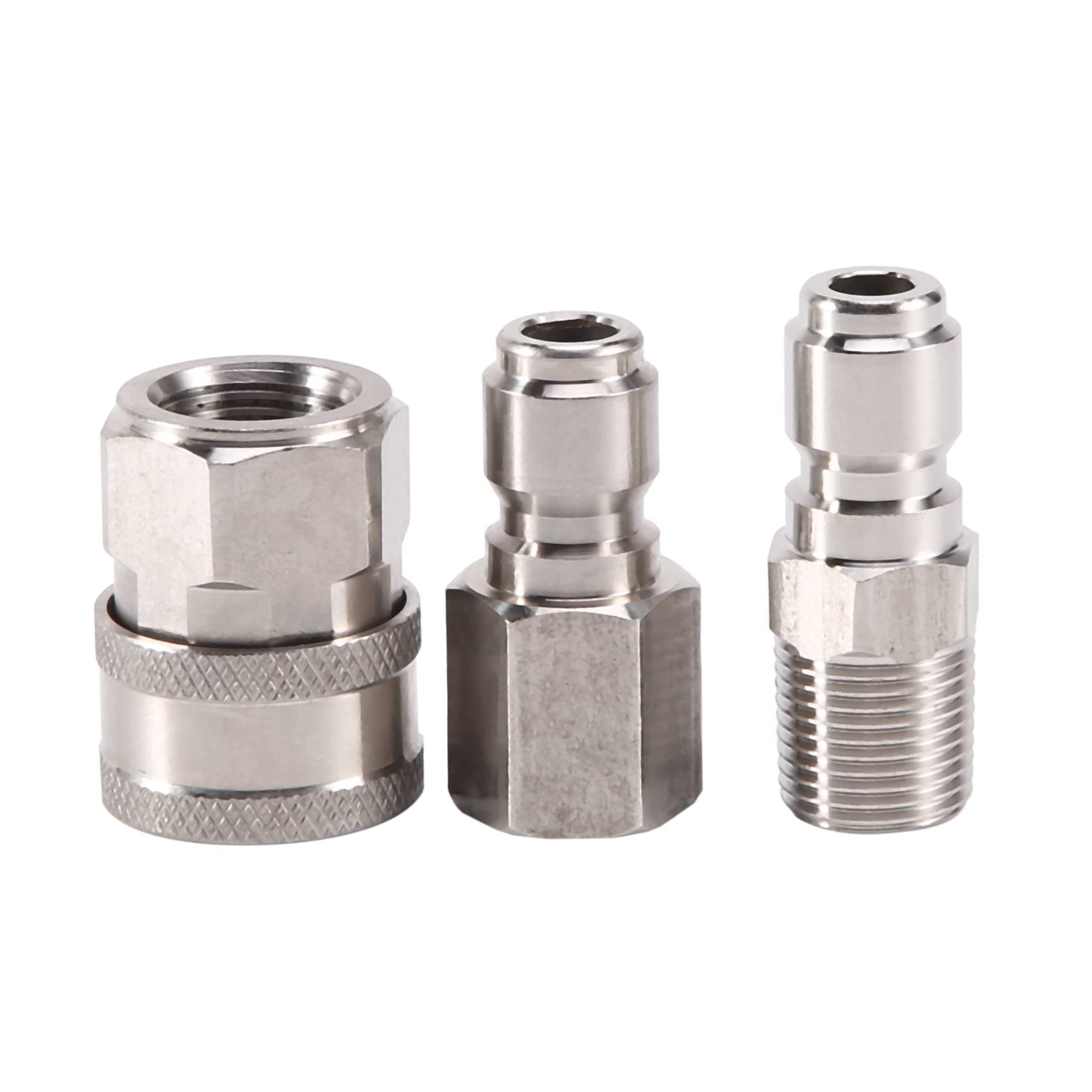 NPT 3/8 Inch Male and Female Quick Connector Kit Pressure Washer Set and 1 Pieces NPT 3/8 Inch Pressure Washers Quick Connector Plug Male Nipple