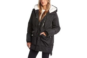 Steve Madden Womens Winter Coats - Midlength Parka Jackets for Women Insulated Quilted Puffer Jacket Womens Faux Sherpa Hood