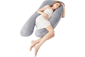 Eizeny Pregnancy Pillows for Sleeping, U Shaped Lower Pack Pain Breathable Maternity Pillow for Pregnant Women on Feeding，Sleeping, or Reading