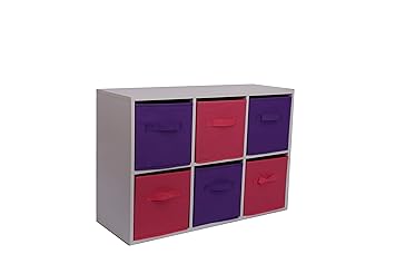 Home Source Toy Storage Unit Kids Chest Of 6 Canvas Drawers For