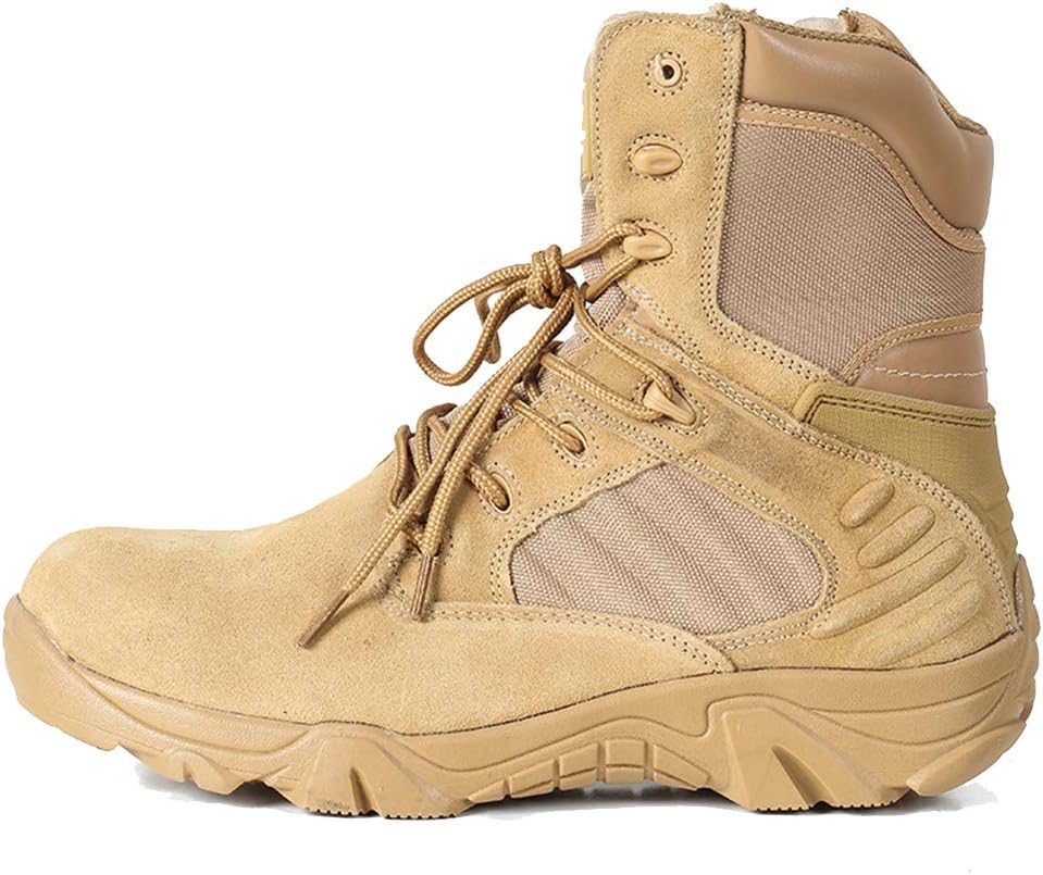 Zhimings Delta Combat Boots Desert Safety Boots High-Top Side Zipper Outdoor Hiking Boots Military Army Tactical Sports Camping Shoes