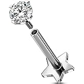 OUFER Body Piercing Titanium Flat Back Earrings 16G Star Helix Piercing Jewelry Internally Thread Labret Jewelry Surgical Steel Lip Stud Helix Tragus Conch Cartilage Earring for Women