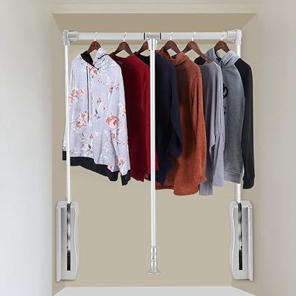Porte Manteau Pour Armoire Barre Extensible Souleve Abaisser Largeur Reglable Charge 10 Kg Hauteur 84 Cm 600 830 Mm Amazon Fr Cuisine Maison