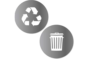 VINYL FRIEND Recycle and Trash Sticker Logo Style Symbol to Organize Trash cans or Garbage containers and Bins - Contour Cut Decal Sticker (Silver, Medium)