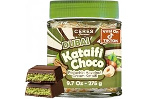 CERES GOURMET Dubai Spreadable Chocolate– Premium Pistachio Spread with Roasted Phyllo, Gourmet Breakfast Chocolate, Crunchy Dubai Chocolate Filling