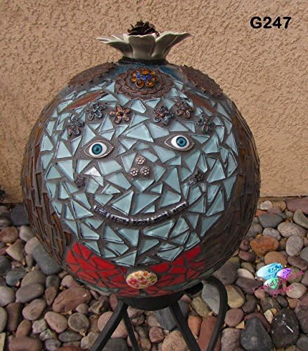 Gazing Ball Sphere Made with Handmade Tiles Mosaic for your Yard G247