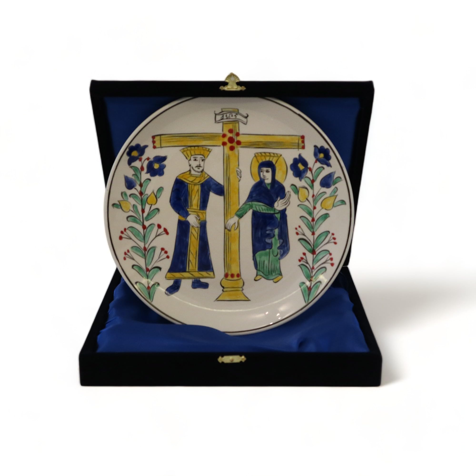 Hedea King Constantine and His Mother Hand Painting 25x25 cm Tile Plate Hand-Painted Plate From Nicaea