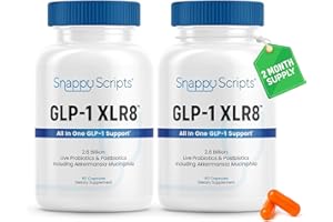 Snappy Scripts GLP-1 Supplement Weight Loss Akkermansia Gut Health 2.6 Billion AFU 4 in 1 Prebiotic Probiotic Postbiotic XLR8 Berberine Korean Ginseng Expert Led Formula for Women & Men 120 Capsules