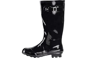 NORTY Women's Hurricane Wellie Rain Boots - High-Calf Length - Glossy Matte Waterproof Rubber Shoes