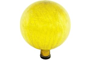 Oakestry 10-in Gazing Globe Decorative Gazing Globe Ball Glass Mirror Polished Hollow Reflective Garden Sphere for Home Garden Lawn Outdoor and Yard, Lemon Drop