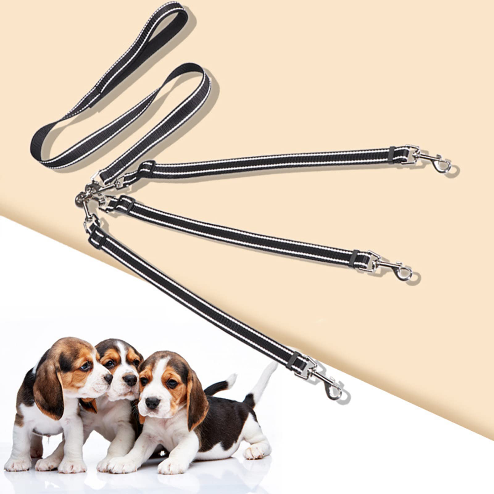 3 in 1 Dog Leashes,Reflective design,Multi Pet Leads Pet Triple Lead Coupler Adjustable Detachable Nylon Traction Rope for One/Two/Three Dog Cats Pet Walking training and running gear, (YGGS-1)1