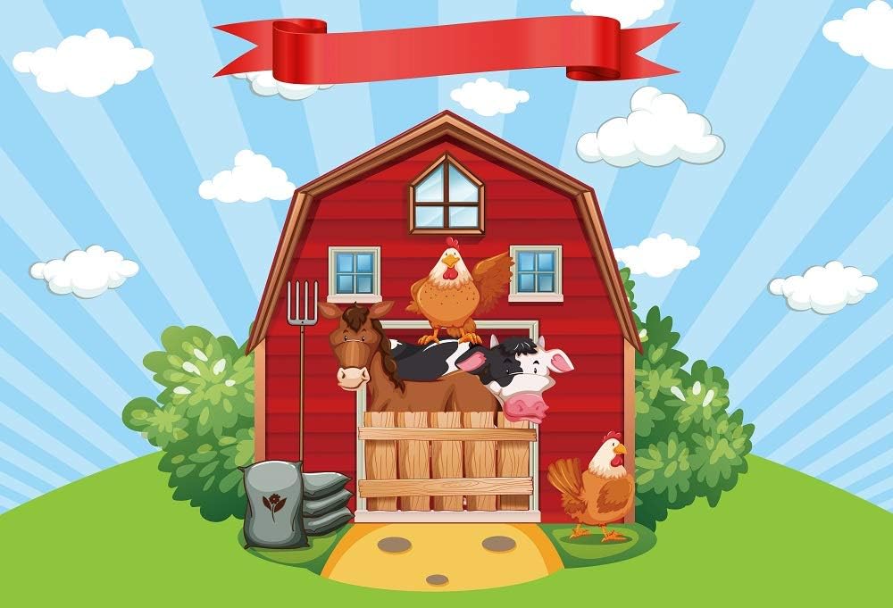 Amazon Com 7x5ft Photography Background Red Barn Farm Birthday