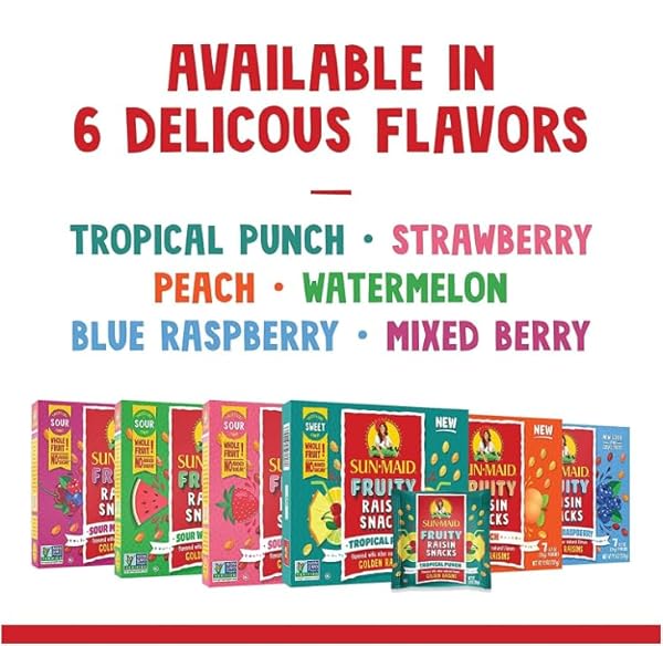 SUN-MAID SOUR MIXED BERRY FRUITY RAISIN SNACKS – (56 PACK) 0.7 OZ POUCHES – SOUR MIXED BERRY RAISINS – DRIED FRUIT SNACK FOR LUNCHES AND SNACKS