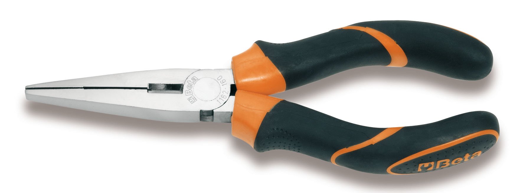Beta 11620006 Model 1162 160 Flat Knurled Nose Pliers, Slip-Proof Handles, 160mm Extra Long