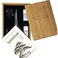 Tinyroots Starter Bonsai Tool Kit - Survival Guide + Set Includes: Butterfly Pruning Shears, Bottle Uncle Bill's Fertilizer, 2 Ounce Frit, Aluminum Wire, Genuine Chinese Mud Figurine - Bamboo Case