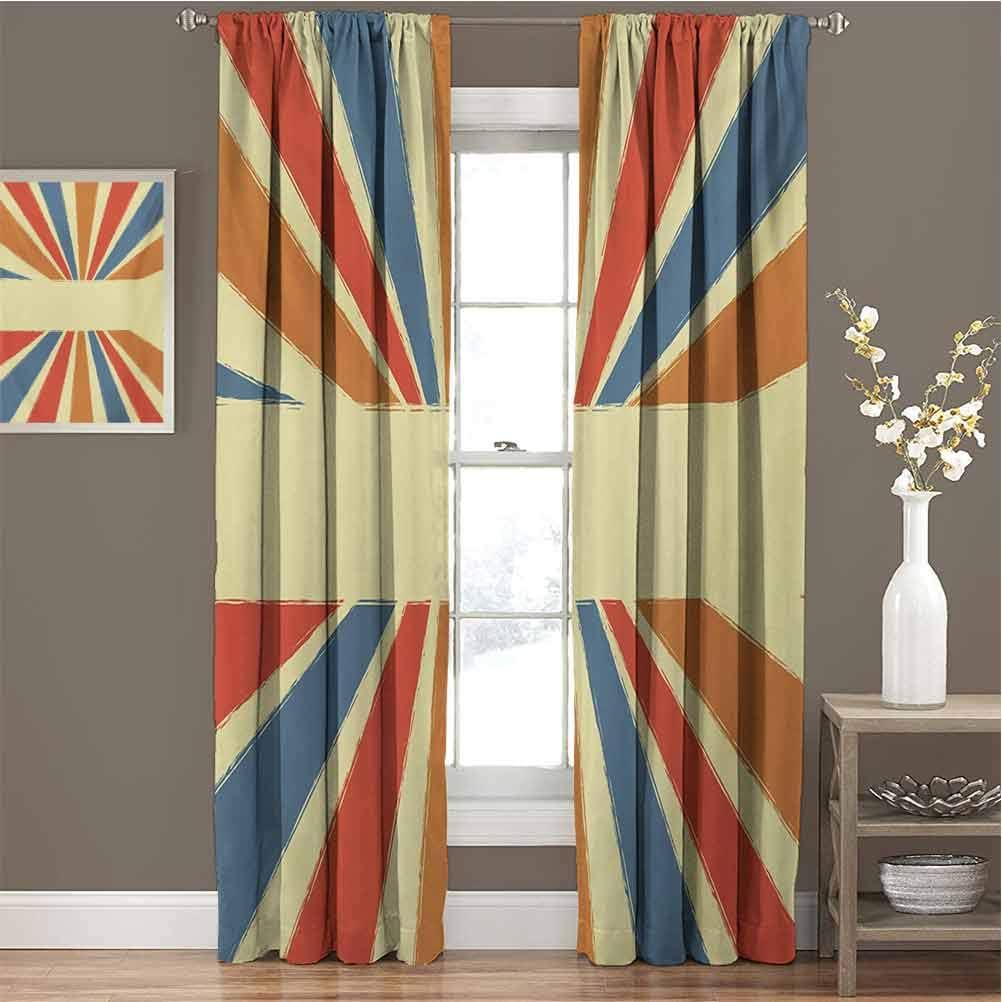 Vintage Rainbow 99% Blackout Curtains Hand Drawn Style Burst of Colorful Sunbeams with Grunge Effect Retro Design for Bedroom Kindergarten Living Room W54 x L72 Inch Multicolor