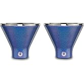 Snowfox Insulated Stemless Martini Glasses, Vacuum Insulated Stainless Steel for Cold Drinks, Cocktail Glasses for Espresso Martinis, Set of 2, Margarita Glasses, Bar Accessories, 8 oz, Shimmer Blue