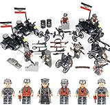 KAZI WW2 German Soldiers Action Figures Set - Army Men with Military Motorcycles/Antiaircraft Guns/Artillery,Army Toys for Boys