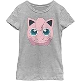 Pokemon Girls Pokemon Jigglypuff Filled Face Girls Short Sleeve Tee ShirtT-Shirt