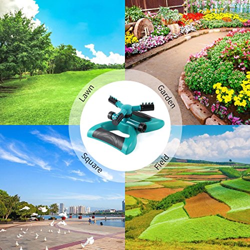 Leafgreen Lawn Sprinkler, 360 Rotating Adjustable Garden Sprinkler with 3600 SQ FT Coverage Premium Quality Lawn Irrigation System