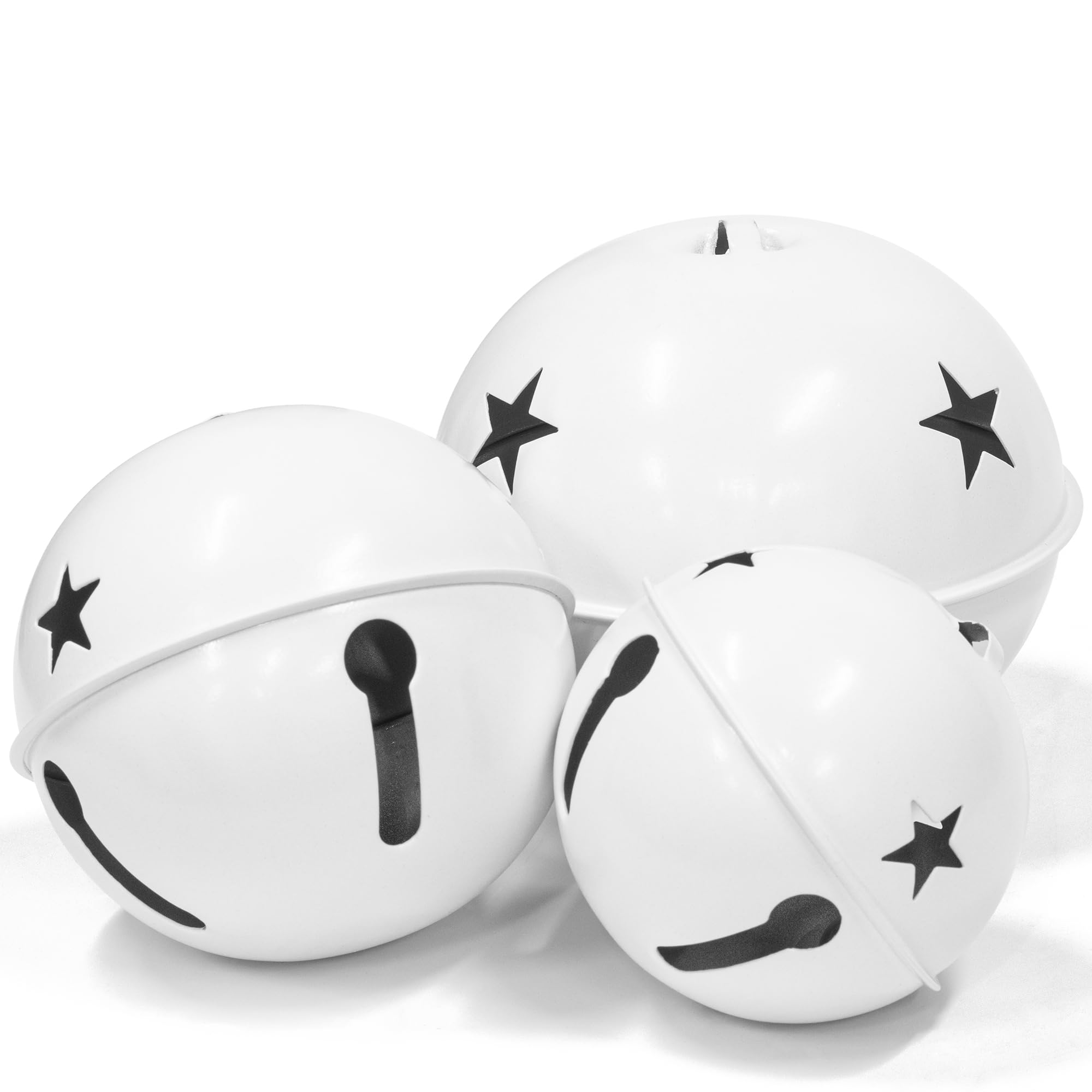 KI Store Oversized Jingle Bells Set of 3 White Metal Bells 15cm 12cm 10cm for Christmas Decorations Xmas Tree Garland Wreath Decor