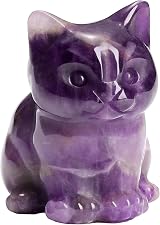 CrystalTears Amethyst Healing Crystal Cat Figurine 1.5 in Gift Box view 1