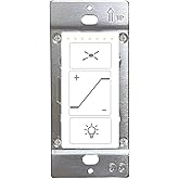 Nexete Ceiling Fan Control & Dimmer Wall Switch, 2 in 1 Light and Ceilig Fan Combination Light Switch,Single Pole,No Wi-Fi Ca