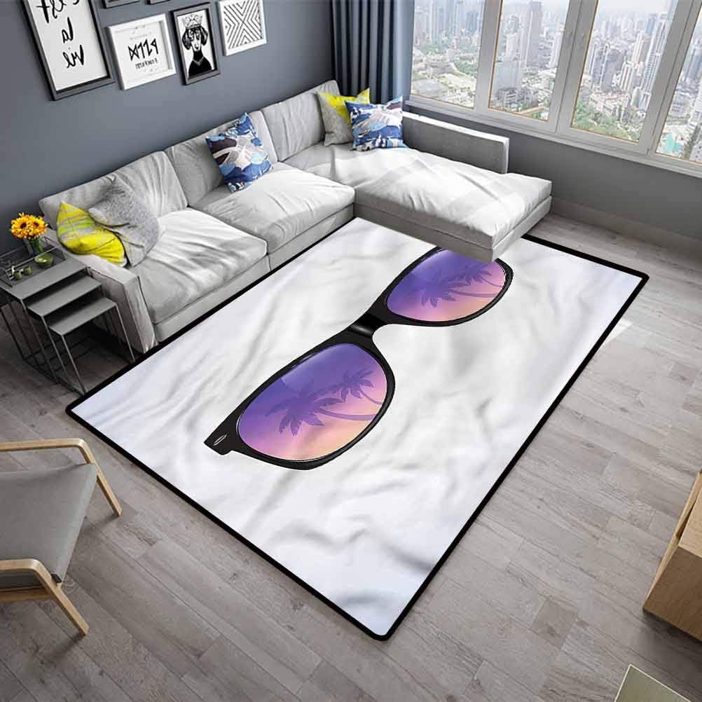 Rug Pads Summer Washable Area Rug Palm Tree on The Sunglasses (4'7"x5'2")