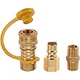 Guofulda 3/8 Inch Natural Gas Quick Connect Fittings, LP Gas Propane Hose Quick Disconnect Kit, Brass Propane Grill Connector Adapter, 3/8” Male Pipe NPT Thread x 3/8” Female Pipe Thread