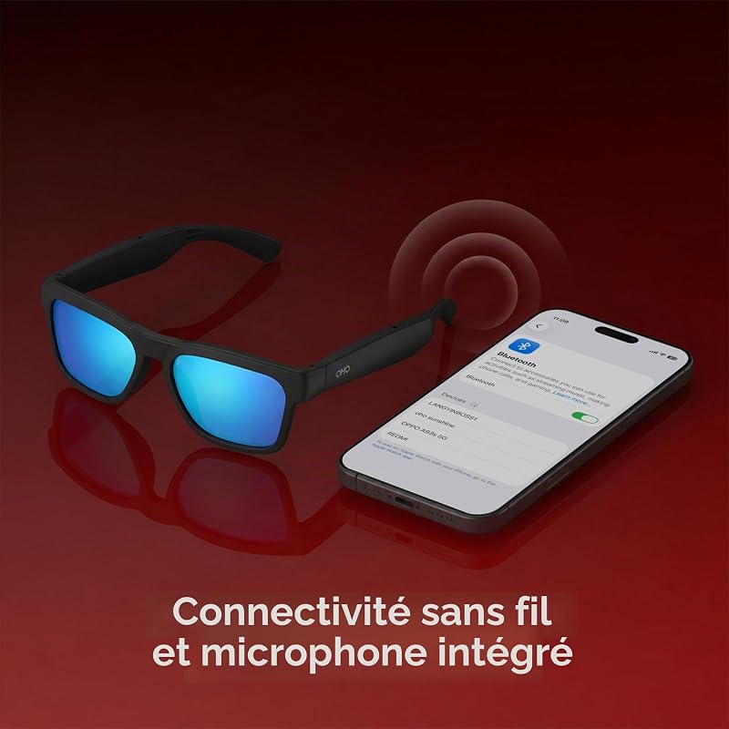 OhO Open Ear Smart Glasses, UV400 Z87.1 Lightweight Bluetooth Sunglasses