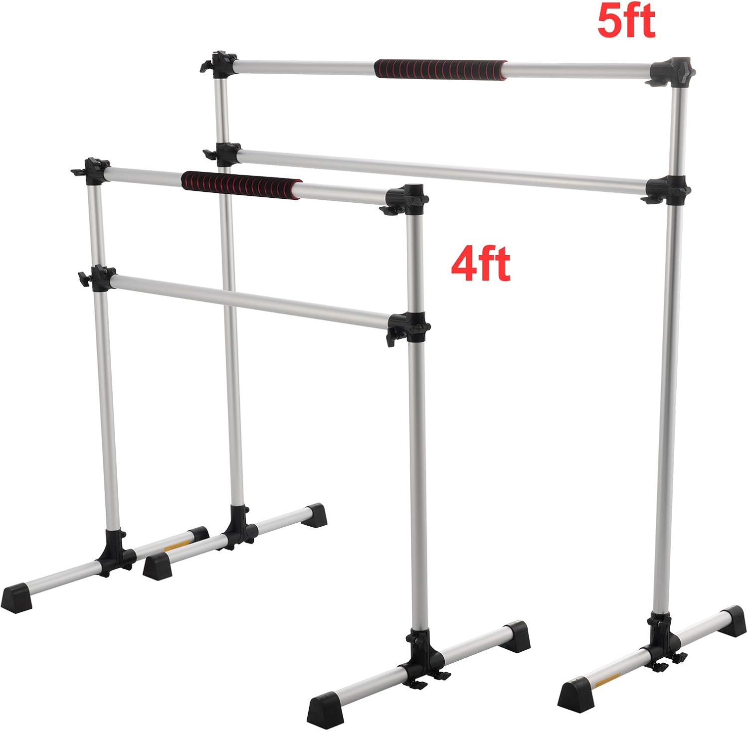 ZELUS 5ft Portable Ballet Barre for Home Gym | Freestanding Dance Exercise Equipment for Home Workouts Fitness Flexibility Training with Stretch Band and Tote (Silver) : Sports & Outdoors