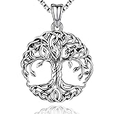 Aniu Tree of Life Necklace for Women, 925 Sterling Silver Mother of Pearl Family Palm Tree Charm Pendant Jewelry for Birthday Christmas Gift